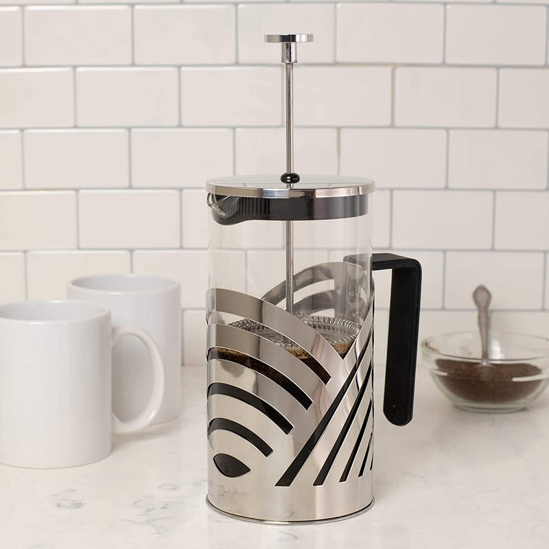 Kitchen 1 liter french press designed and made with glass and stainless steel