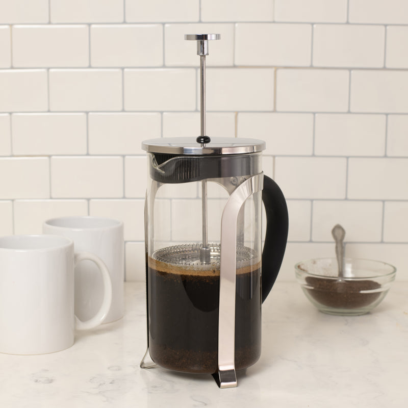 Kitchen 1 liter french press designed and made with glass and stainless steel