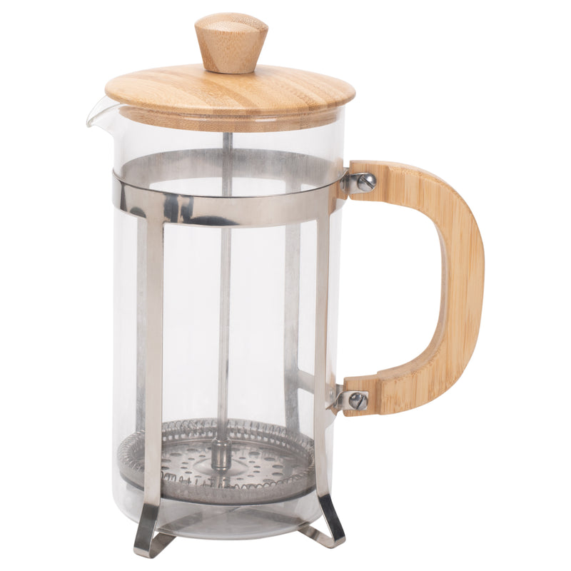 Natural Grain 1 Liter Large Glass and Bamboo French Press Coffee and Loose Leaf Tea Maker