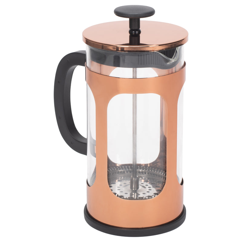 Front view of Bronze Tone 1 Liter Large Glass and Stainless Steel French Press Coffee and Loose Leaf Tea Maker