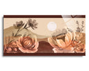 Skriva Floral Landscape Warm Peach Sand Brown 24 x 12 Glass Wall Hanging Sign