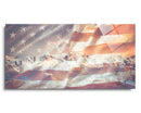 Skriva Flag Overlay Mountains Red White Blue 24 x 12 Glass Wall Hanging Sign