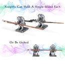 Cottage Garden Antique Silver Kneeling Knight 4.75 inch Resin Wand Stand 2 Piece Set