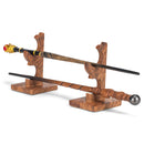 Cottage Garden Scrolled Dark Woodgrain 4.5 inch Resin Wand Stand 2 Piece Set