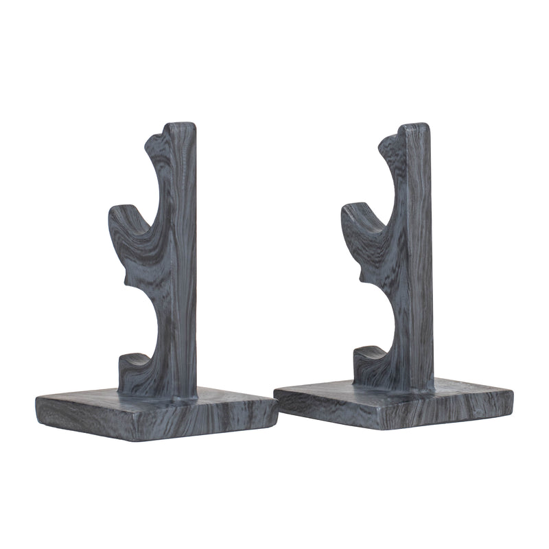 Cottage Garden Scrolled Grey Woodgrain 4.5 inch Resin Wand Stand 2 Piece Set