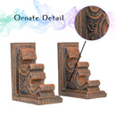 Cottage Garden Corbel Dark Woodgrain 6.25 inch Resin Book End Wand Stand 2 Piece Set