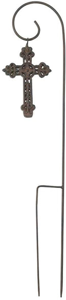 Dicksons Black 27 Inch Spiral Garden Stake with Removable Filigree Rust Cross