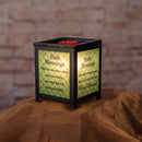 Front view of Irish Blessings Black Glass Lantern Warmer