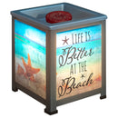 Life Better at Beach Seashore Silvertone Metal Electrical Wax Tart & Oil Glass Lantern Warmer