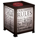 Family Rules Love Each Other Dream Big Black Metal Electrical Wax Tart & Oil Glass Lantern Warmer