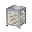 Front view of True Friends are Hard to Find Silver Tone Glass Warmer
