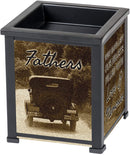 Front view of Fathers Never Gone in Memory Black Glass Warmer