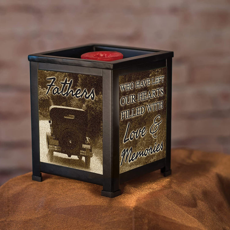 Fathers Never Gone In Memory Black Metal Electrical Wax Tart and Oil Glass Warmer