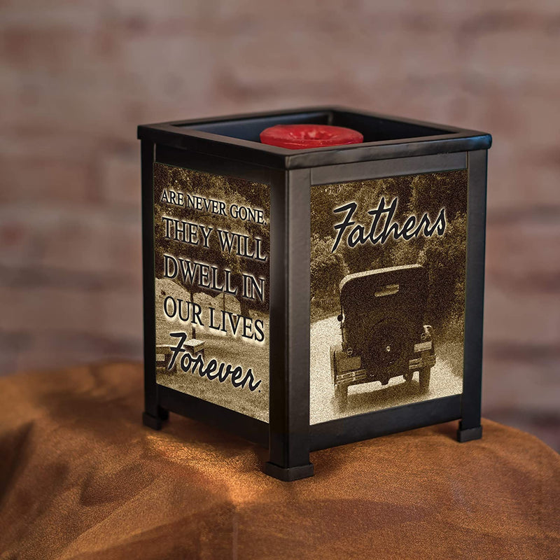 Fathers Never Gone In Memory Black Metal Electrical Wax Tart and Oil Glass Warmer