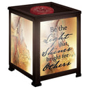 Front view of Be The Light That Shines Bright Black Glass Lantern Warmer