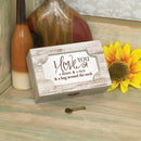 Home décor keepsake and trinket box made with hidden musical mechanism inside