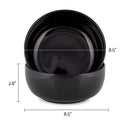 Elanze Designs Bistro Glossy Ceramic 8.5 inch Pasta Bowls Set of 2, Black