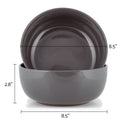 Elanze Designs Bistro Ceramic 8.5 inch Pasta Bowls Set of 2, Charcoal Grey