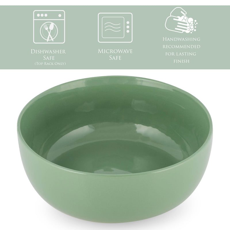 Elanze Designs Bistro Glossy Ceramic 8.5 inch Pasta Bowls Set of 2, Sage Green