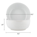 Elanze Designs Bistro Glossy Ceramic 8.5 inch Pasta Bowls Set of 2, White