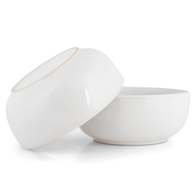 Elanze Designs Bistro Glossy Ceramic 8.5 inch Pasta Bowls Set of 2, White