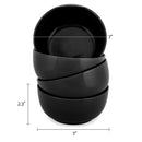 Elanze Designs Bistro Glossy Ceramic 7 inch Cereal Salad Bowls Set of 4, Black