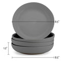 Elanze Designs Bistro Ceramic 8.5 inch Dinner Bowls Set of 4, Charcoal Grey