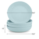 Elanze Designs Bistro Glossy Ceramic 8.5 inch Dinner Bowls Set of 4, Ice Blue