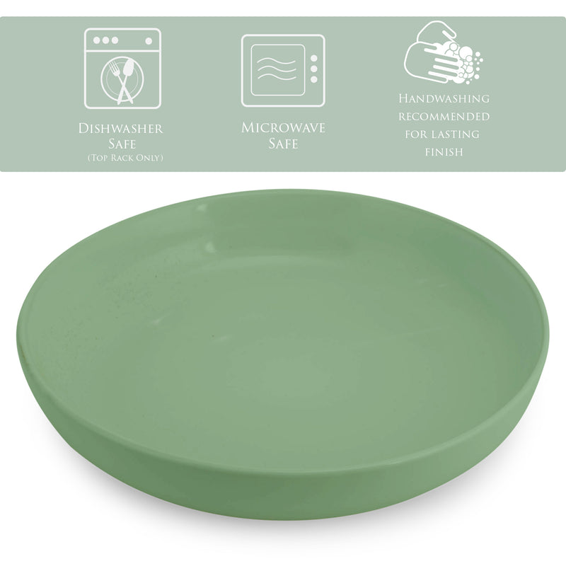 Elanze Designs Bistro Glossy Ceramic 8.5 inch Dinner Bowls Set of 4, Sage Green