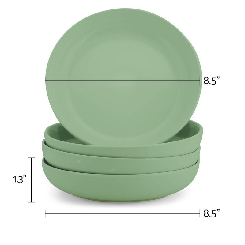 Elanze Designs Bistro Glossy Ceramic 8.5 inch Dinner Bowls Set of 4, Sage Green