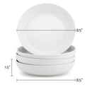 Elanze Designs Bistro Glossy Ceramic 8.5 inch Dinner Bowls Set of 4, White