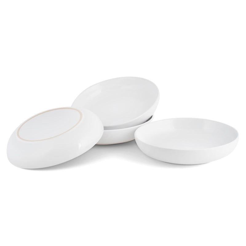 Elanze Designs Bistro Glossy Ceramic 8.5 inch Dinner Bowls Set of 4, White
