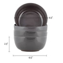 Elanze Designs Bistro Glossy Ceramic 6.5 inch Soup Bowls Set of 4, Charcoal Grey