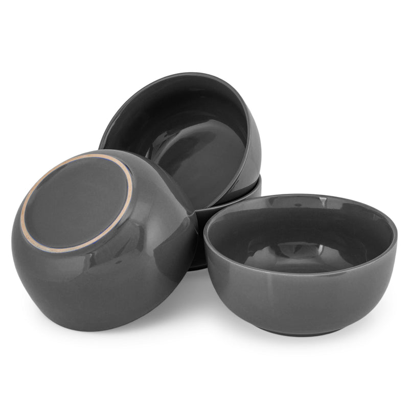 Elanze Designs Bistro Glossy Ceramic 6.5 inch Soup Bowls Set of 4, Charcoal Grey