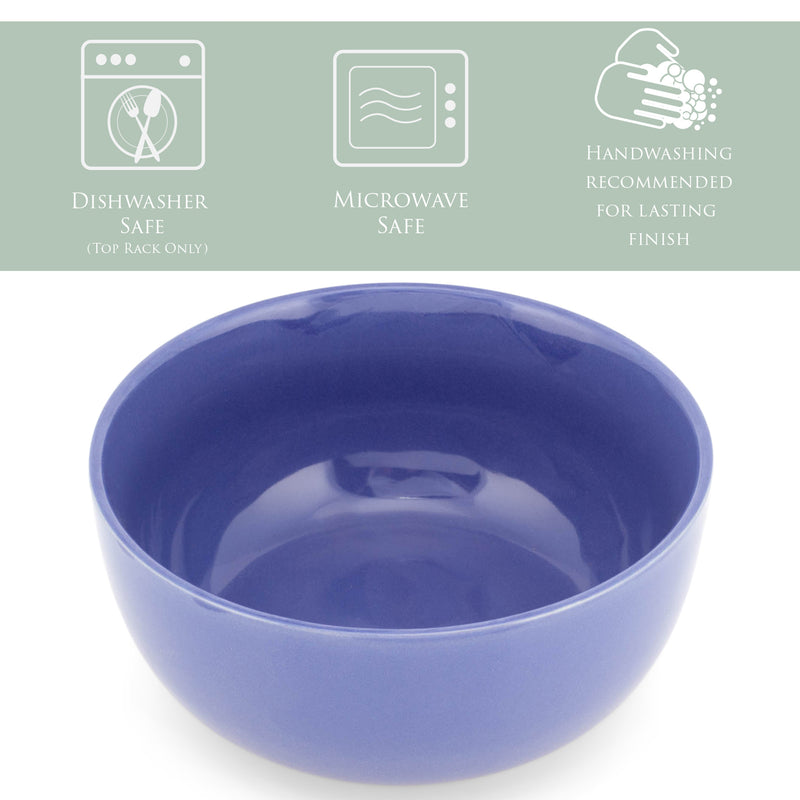 Elanze Designs Bistro Glossy Ceramic 6.5 inch Soup Bowls Set of 4, Purple