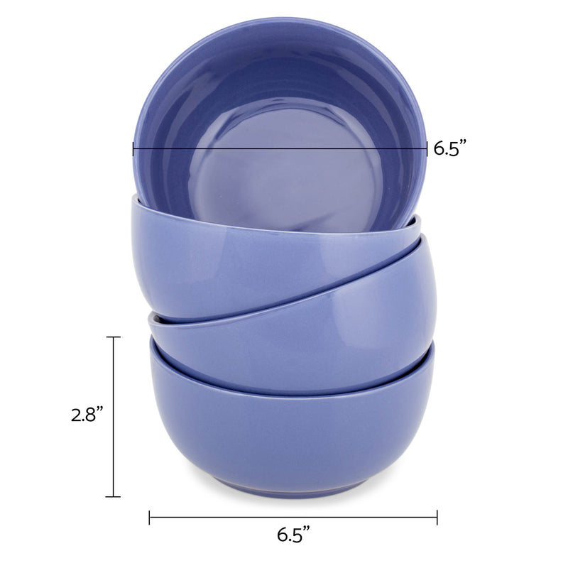 Elanze Designs Bistro Glossy Ceramic 6.5 inch Soup Bowls Set of 4, Purple