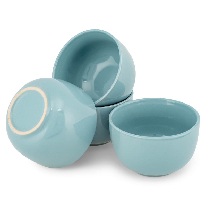 Elanze Designs Bistro Glossy Ceramic 4 inch Dessert Bowls Set of 4, Ice Blue