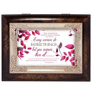 Top down view of Many Women Noble Things Burlwood Jewelry and Music Box