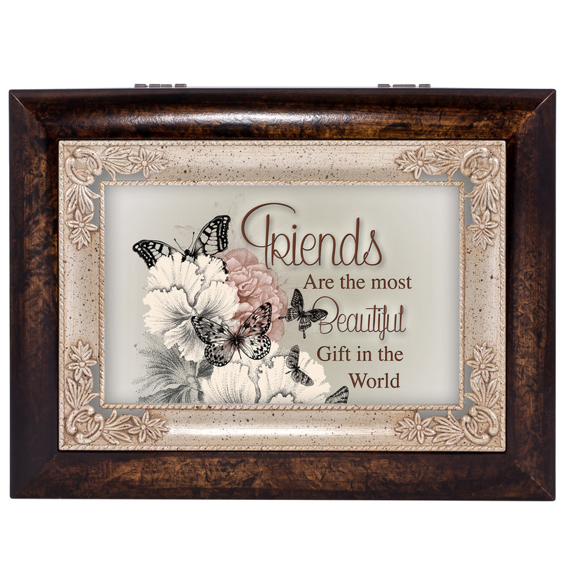 Friends Are the Most Beautiful Gift Burlwood Jewelry Music Box Plays Wind Beneath My Wings
