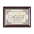 Top down view of Happy 50th Anniversary Burlwood Jewelry and Music Box