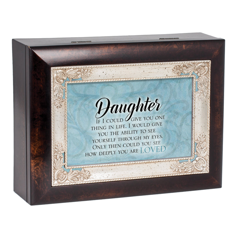 Daughter See Through My Eyes Burlwood Jewelry Music Box Plays You Light Up My Life