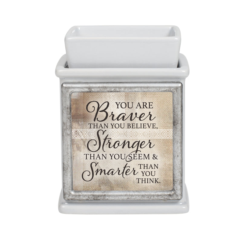Braver Stronger Smarter Ceramic Slate Grey Interchangeable Photo Frame Candle Wax Oil Warmer