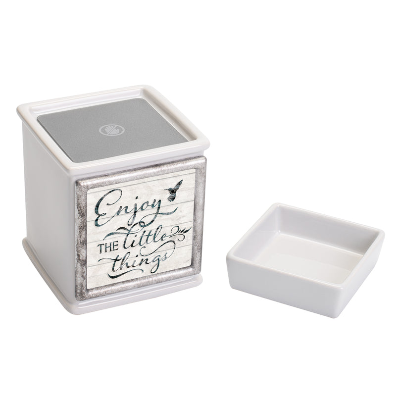Enjoy The Little Things Ceramic Slate Grey Interchangeable Photo Frame Candle Wax Oil Warmer