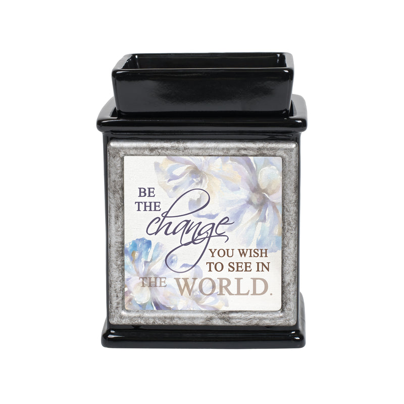 Be The Change You Wish Ceramic Glossy Black Interchangeable Photo Frame Candle Wax Oil Warmer