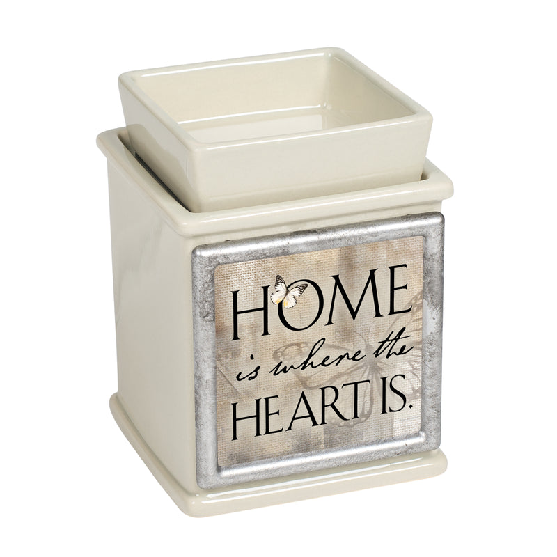 Front view of Home Where The Heart is Ceramic Powder Sand Interchangeable Photo Frame Warmer