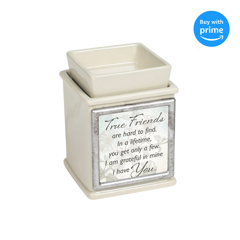Front view of True Friends are Hard to Find Sand Interchangeable Print Candle Wax and Oil Warmer