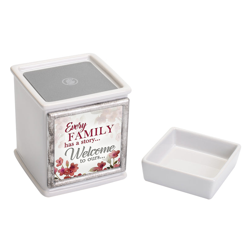 Family Story Welcome Ceramic Slate Grey Interchangeable Photo Frame Candle Wax Oil Warmer