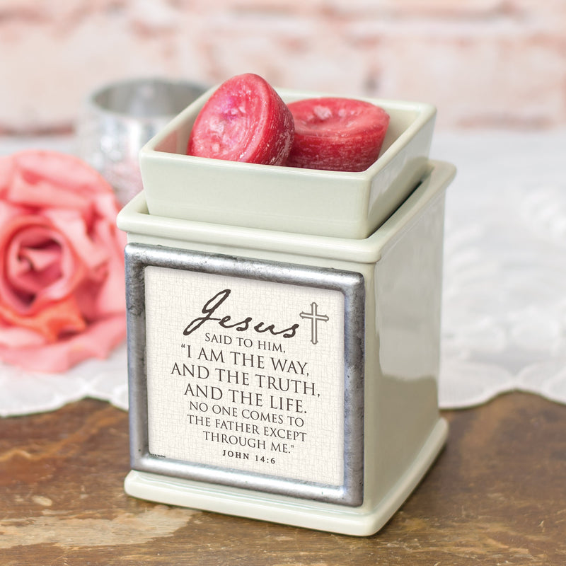 Front view of "I am The Way" Photo Frame Ceramic Powder Sand Warmer