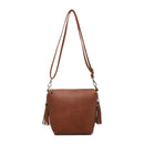 JEN & CO. Dylan Vegan Leather Crossbody Purse With Side Tassels, Brown