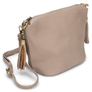 JEN & CO. Dylan Vegan Leather Crossbody Purse With Side Tassels, Fog Grey